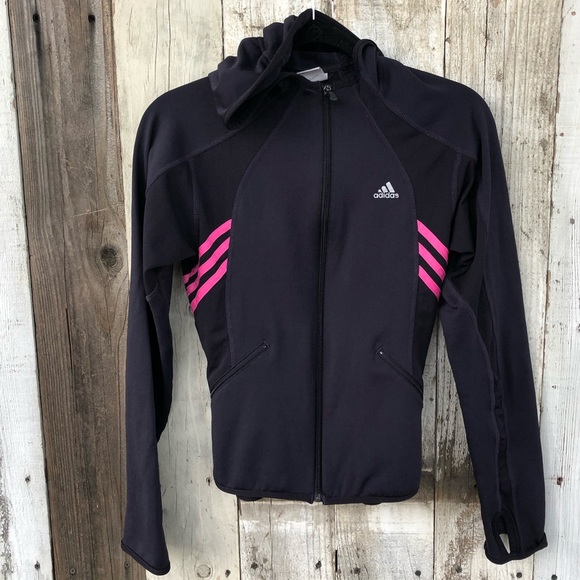 Adidas Dark Purple Plum Pink Stripes ZIP Up - Picture 6 of 11